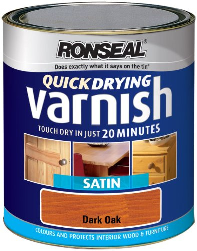 Ronseal QDVSDO750 750ml Quick Dry Varnish Coloured Satin - Dark Oak