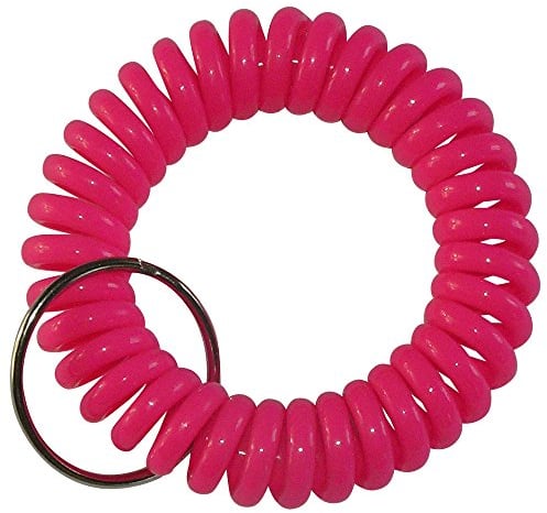 keyfix 5 x Schlüsselband, Fitness Spiral Armband für Garderoben Spind Schlüssel, 5er Pack pink, KF18