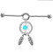 Paula & Fritz® Industrial Ohr-Piercing Stab Traum-Fänger Feder Chirurgenstahl 35mm Stab-länge 1.6 mm Stab-Dicke Silber Aqua Barbell Bar