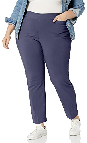Briggs New York Womens Plus-Size Super Stretch Millennium Welt Pocket Pull-on Career Pants, Navy, 24 US