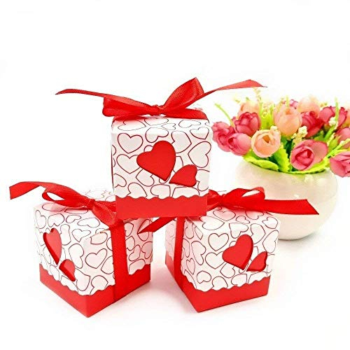 JZK 50x Boîte à Confettis Coeur Rouge, boîte à Riz, Place réservé pour Mariage, Anniversaire, Baptême, Noël, Naissance, Remise des diplômes
