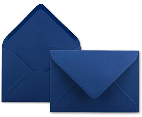 25x Brief-Umschläge in Nacht-Blau/Dunkelblau - 80 g/m² - Kuverts in DIN B6 Format 12,5 x 17,6 cm - Nassklebung ohne Fenster