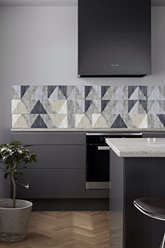 Vinyle pour crédence de cuisine fortement adhésive / contre marche d'escalier et revêtement mural adhésifs / dimensions & motifs au choix / Carreaux de ciments adhésifs (Diamond Blue, 20x400cm)