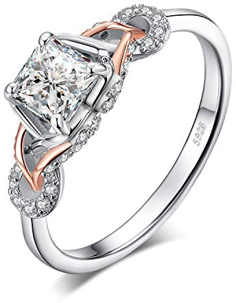 JewelryPalace Ring Damen Eheringe Silber Wickelring Unendlichkeit, 14K Ring Rosegold Vintage Zirkonia Silberringe Damen 925, Trauringe Ring Silber 925 Damen Ring für Freundin Jahrestag, Ringe Schmuck