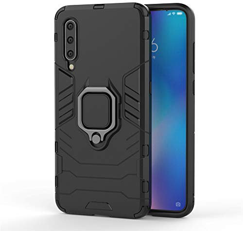 Coque Xiaomi Mi 9, MHHQ 2 en 1 Armour style robuste hybrides double couche Armure Defender TPU + PC Case Cover avec Support Magnétique Car Mount pour Xiaomi Mi 9 -All Black