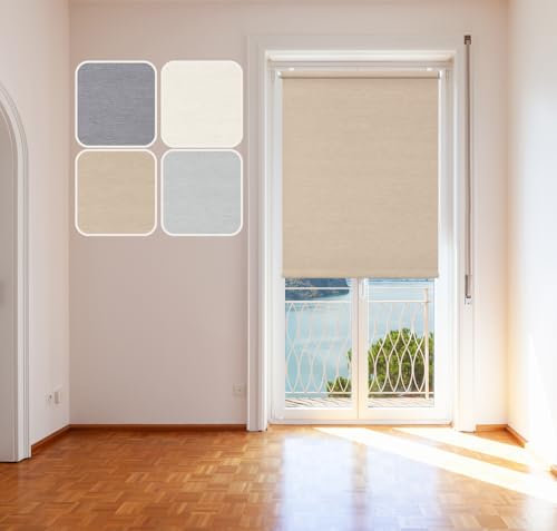 Rollo Scandi, 60x150cm Beige, Tageslichtrollo in natürlichen, skandinavischen Farben und Stoffen - vormontiert, System Click