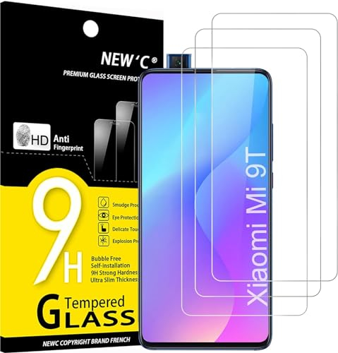 NEW'C 3 Stück für Xiaomi Mi 9T, Mi 9T Pro für Panzerglas, Frei von Kratzern, 9H Härte, HD Displayschutzfolie, 0.33mm Ultra-klar, Ultrabeständig
