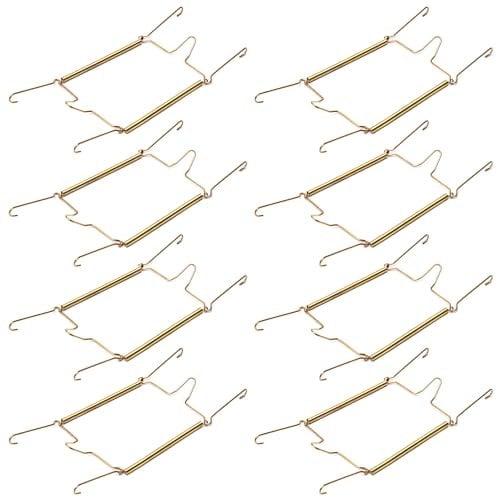 MroMax Lot de 8 crochets pour assiettes, 30,5 cm, en acier inoxydable de type U, crochets muraux invisibles pour murs, compatibles avec plaques décoratives, porte-couches, doré