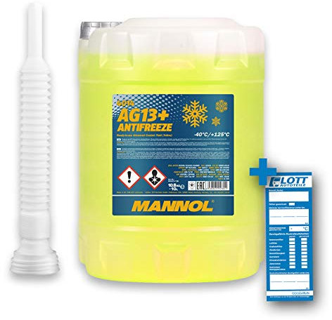 MANNOL 10L Frostschutz Antifreeze Kühlmittel Kühlerfrostschutz AG13+ bis -40°C inkl. Schlauch
