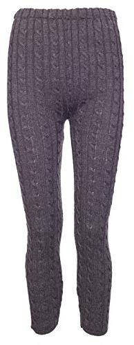Lets Shop Shop Chunky Cable Knit Warm Leggings for Women Winter Thick Ribbed Knitted Jegging Pants Size 8-14 (ML, Charcoal)