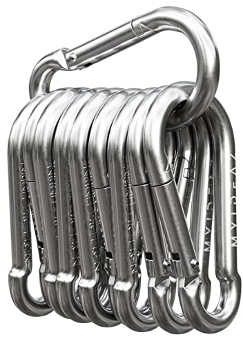 MyIdeaz Karabinerhaken 5er Set - 100 mm x 10 mm groß mit Schnappverschluss aus hochwertigem Premiumstahl für Camping, Wandern, Schlüsselanhänger, Karabiner bis 350 kg