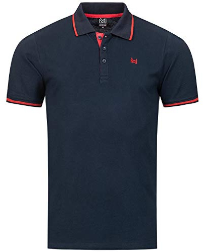 Maurelio Modriano Herren Polo Shirt Shirts Poloshirt Regular Fit T-Shirt MM020 [MM-020-Navy-Gr.L]