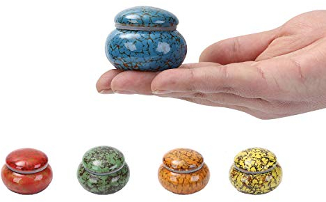 Small Urn for Human Ashes - 1.6'' Handicrafted Urn - Beautiful Tiny Keepsake Urns - Mini Urn Made of Ceramic - Hold 1.2 Cubic Inches of Ashes (Blue)