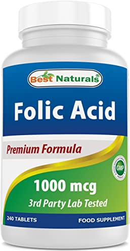 Best Naturals Folic Acid 1000 mcg (Vitamin B9), 240 Tablets