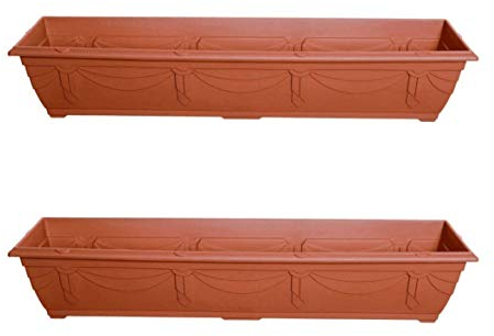 2 X Large Terracotta BPA Free Made UK Garden Flower Plant HERB Planter Pot Trough 90CM