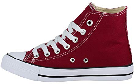 Elara Unisex Sneaker Sportschuhe High Top Turnschuh Chunkyrayan 014-A Wine-39