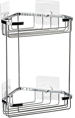 Tatay Étagère de Douche Rinconera Krom, 2 hauteurs, 100% Inoxydable, en Laiton Brass, Design Fonctionnel, 5 Ans de Garantie Kit Quick & Fix Inclus. Dimensions : 17,5 x 17,5 x 27 cm.