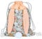 Papierdrachen Hasen Rucksack Blumen & Pfirsich - Turnbeutel aus Baumwolle/Canvas mit Langen Hasenohren - Geschenk zu Ostern - Umhängetasche für Mädchen und Jungen