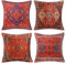 Kissenbezug Sofakissen 40x40 Böhmischen Ethno Rot Retro Türkischer Teppiche Muster Kissenhülle Dekokissen Couchkissen Kopfkissenbezug Kissenbezüge für Sofa Büro Couch Schlafzimmer Wohnzimme 4er Set