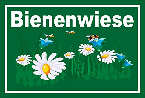 Melis-Folienwerkstatt Schild Bienen-Wiese Bienen-weide 30x20cm - Bohrlöcher - 3mm Aluverbund – 20 VAR S00359-236-E