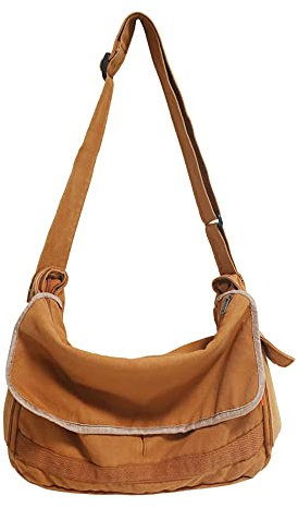 Vintage Canvas Messenger Bag für Herren und Damen Crossbody Tasche Satchel Schultertasche Harajuku Streetwear, Khaki