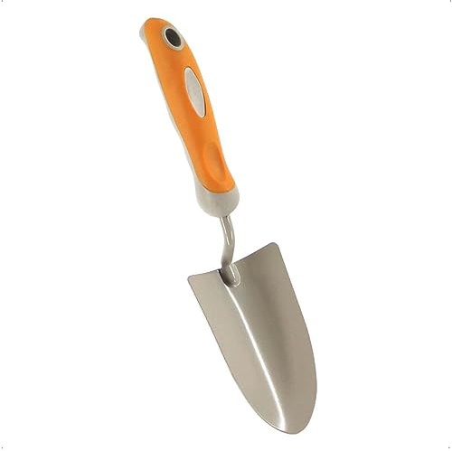 Blumenkelle aus Stahl - Orange Blumenschaufel - Gartenkelle 34 cm | Handschaufel mit gummiertem Griff & Daumenmulde, Klinge 13,5x8 cm aus pulverbeschichtetem Stahl, mit Aufhängeloch