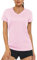 MAGCOMSEN Femme Fitness Training Shirts Protection UV UPF 50+ Sport Tshirt Été Léger Maillots de Course Élastique Running Tops Shirts Rose