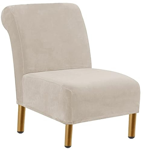 JORTUIO Stuhlhussen Ohne Armlehnen 1 Sitzer, Stretch Sesselbezug Weich Husse Überzug für Clubsessel Sofabezug Samt Freizeit Armless Chair Sesselbezug Abnehmbare, Waschbar -Schwarz