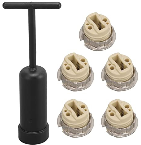 G9 Ceramic Lamp Socket Replacement Durable Heat-Resistant for Home Bedroom Ceiling Lighting with 5-Piece Zinc Alloy Removal Tool Kit for DIY Lighting Repairs