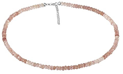 Strawberry Quarz - Collier 5,5 mm facettiert 43 + 5 cm 925 Silber