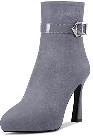 Castamere Donna Spillo Alto High Piattaforma Tacco Heel a Punta Stivaletti Cerniera Fibbia Sexy 10 CM Heels Grigio 35 EU