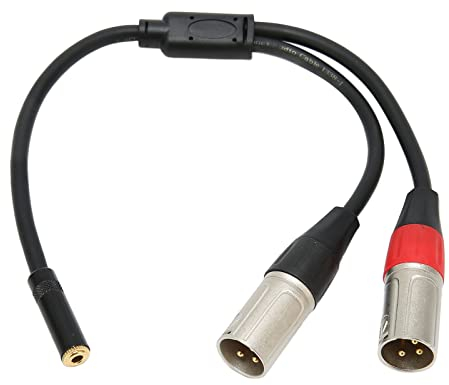 ASHATA 3,5 Mm auf XLR-Mikrofonkabel, Symmetrischer Dual-XLR-Stecker auf 3,5 Mm-Buchse, Stereo-Mikrofonkabel für Telefone, MP3-Tablets, Laptops, Lautsprecher, 1 Fuß