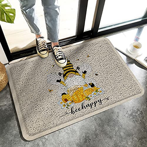 917 Floor Mat Gnome Bee Happy Door Mat Waterproof Floor Door Mat Multipurpose Entrance Doormat For Front Door Kitchen Entry 40x60 cm