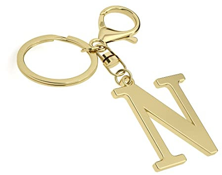 Edelstahl Gold Buchstabe A-Z Schlüsselanhänger für Damen Herren, Initiale Buchstabe Anhänger mit Schlüsselring, Charms für Schlüsselrucksack Tasche, Goldn, Durchschnittliche Größe
