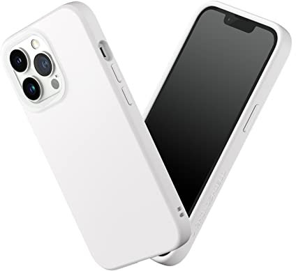 RhinoShield Case kompatibel mit [iPhone 13 Pro Max] | SolidSuit - Stoßdämpfende & schlanke Schutzhülle mit Premium Finish - 3.5 Meter Fallschutz - Austauschbare Kamera-Ringe - Klassik Weiß