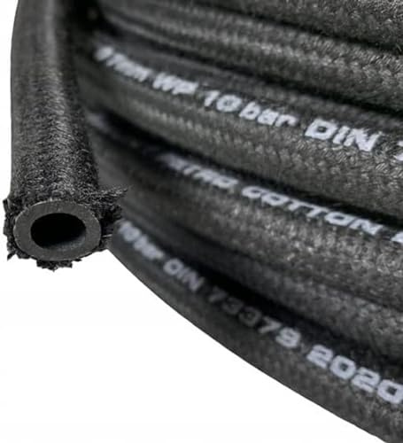 Braided Rubber Fuel Hose Pipe Tube Vacuum Petrol UNLEADED Diesel Oil Breather 3.2 4 5 6 7 8 9 10 12.7 16 18 19 22 25mm (10mm ID - 15.0mm OD, 1 metre)