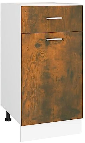 vidaXL Smoked Oak Drawer Bottom Cabinet | 40x46x81.5 cm Storage Unit | Engineered Wood Kitchen Organizer | Modern and Practical Design