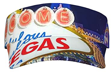 Las Vegas Night City Bedruckte Laufvisier Hüte Outdoor Sport Visier Hüte für Damen und Herren Verstellbare Leere Top Cap Schwarz, Schwarz, Einheitsgröße, Schwarz, Einheitsgröße