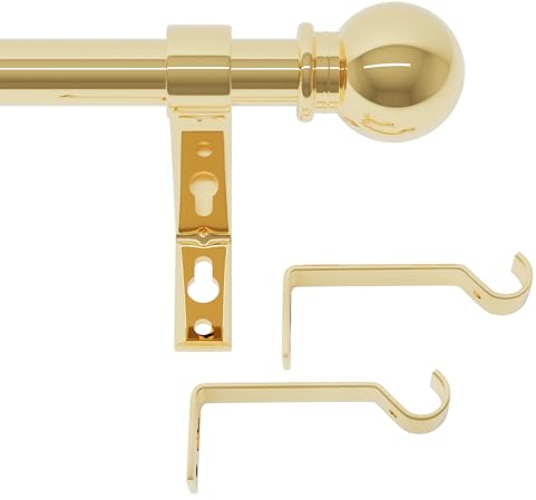 gardinenstange gold 68 to 300 cm, wandmontage messing gardinenstangen set, Metall 16mm durchmesser gardinenstange 3m lang, gardinenstange für outdoor wetterfest
