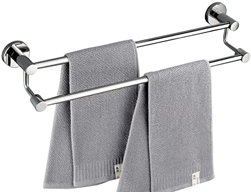 Handtuchstange, Doppelhandtuchhalter aus Edelstahl, 80 cm, 100 cm, 120 cm, Wandmontage, poliertes Bad für Bad und Küche, Silber (Größe: 80 cm) Present
