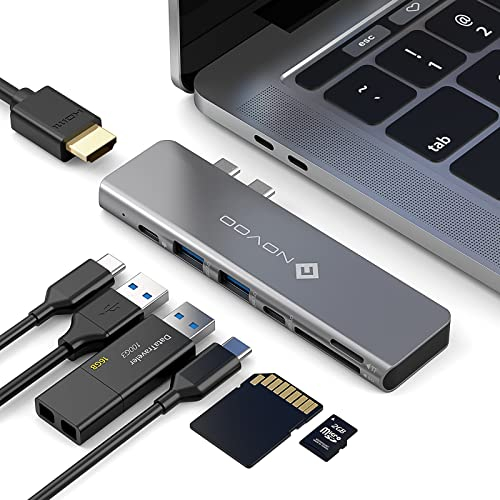 NOVOO Adaptador Mac, Hub USB C 7-en-2 Adaptador con PD 100W, USB 3.0, Lector de Tarjetas SD/TF, Adaptador USB C HDMI para Macbook Air/Pro M1 M2