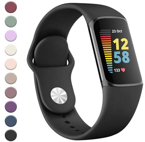 YLK Armband für Fitbit Charge 5 Armband/Fitbit Charge 6 Armband Damen Herren, Verbessertes Silikon Uhrenarmband Sport Verstellbares Ersatzband für Fitbit Charge 5 Armbänder/Charge 6 Armbänder