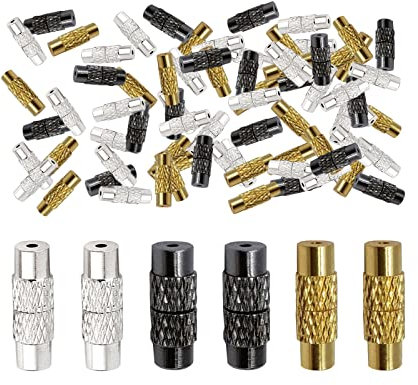 cimsfcor 200 Pcs Brass Barrel Screw Clasps, 3 Colours: Silver, Black, Gold, DIY Jewelry Making