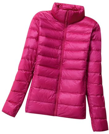 Doudoune Legere Femme Hiver Doudoune Légère À Capuche Femme Veste Matelassée Puffer Jacket Femme Grande Taille Blouson Doudoune Duvet Ultralight Fine Femme Legere Pliable Quilted Jacket Femme Rose 4XL