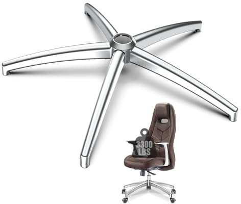 Lipshome Office Chair Base Replacement Parts(3300 lbs) - Heavy Duty Aluminum Alloy Office Chair Base Replacement, Office Chair Reinforced Metal Legs, Universal Gas Cylinder and Caster Socket, (BGYPJ)