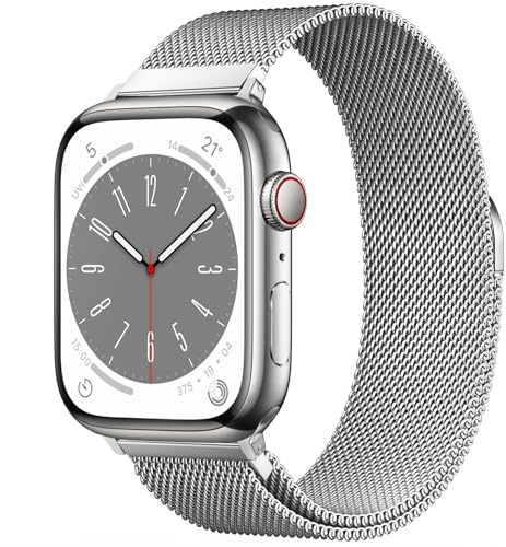 Original Edelstahl Milanese Loop Kompatibel mit Apple Watch Armband 49mm 46mm 45mm 44mm 42mm 41mm 40mm 38mm, Ersatzband für iwatch Ultra/Ultra 2, SE, Series 10 9 8 7 6 5 4 3 2 1