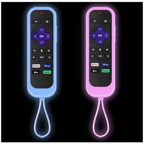 Taiyiluo Roku Fernbedienung mit Tracker, Onn Roku Fernbedienungsabdeckungen, Roku Express 4K+, Hisense Roku TV, TCL Roku, leuchtet im Dunkeln, 2 Stück