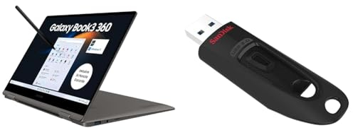 Samsung Galaxy Book3 360 Laptop & SanDisk Ultra USB 3.0 Flash-Laufwerk 256 GB (SecureAccess Software, Passwortschutz, Übertragungsgeschwindigkeit von bis zu 130 MB/s) Schwarz