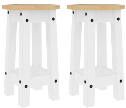 vidaXL Barhocker 2 STK. Weiß Massivholz Kiefer