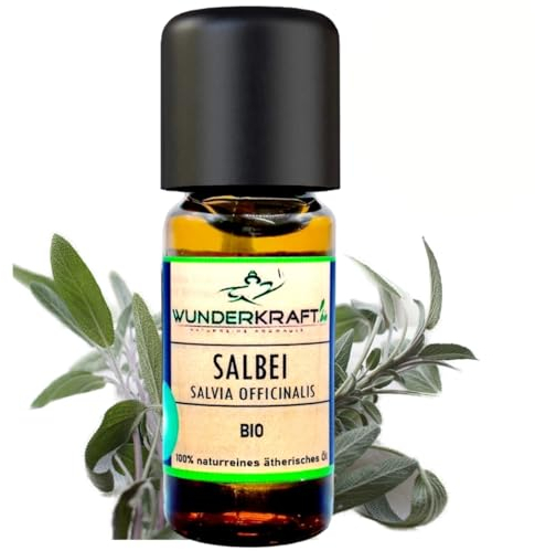 BIO Salbeiöl - 100% naturreines ätherisches bio Öl von WUNDERKRAFT.BIO, Aromatherapie & Diffuser geeignet, Aromaöl, Duftöl (30ml, Salbei BIO)